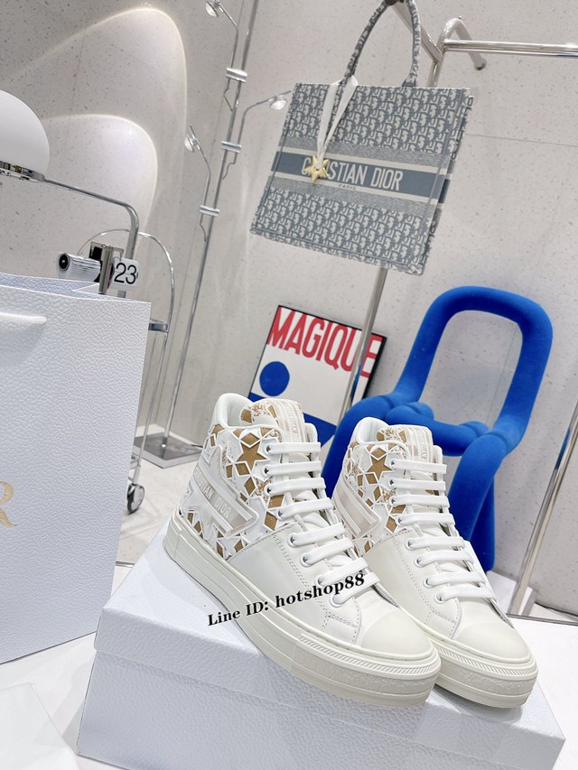 Dior迪奧2022早春新款Walkn系帶休閒女鞋高幫運動鞋滑板鞋 dx2531